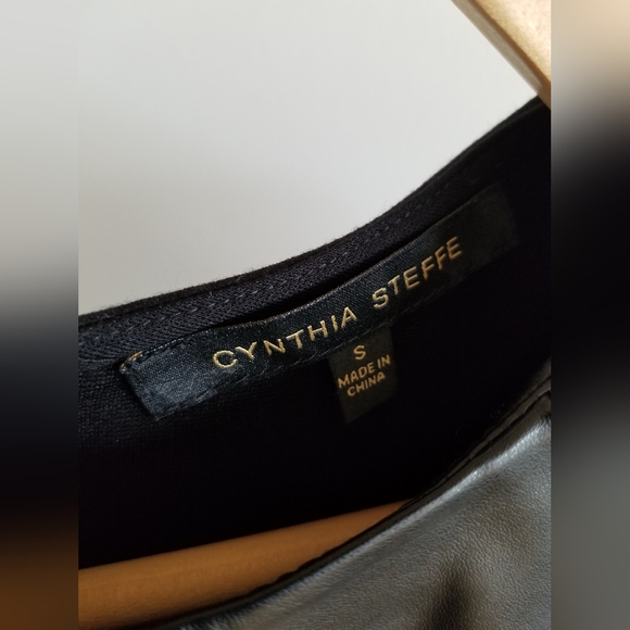 Faux Leather Fitted Tee by Cynthia Steffe - size Small - Picture 2 of 10